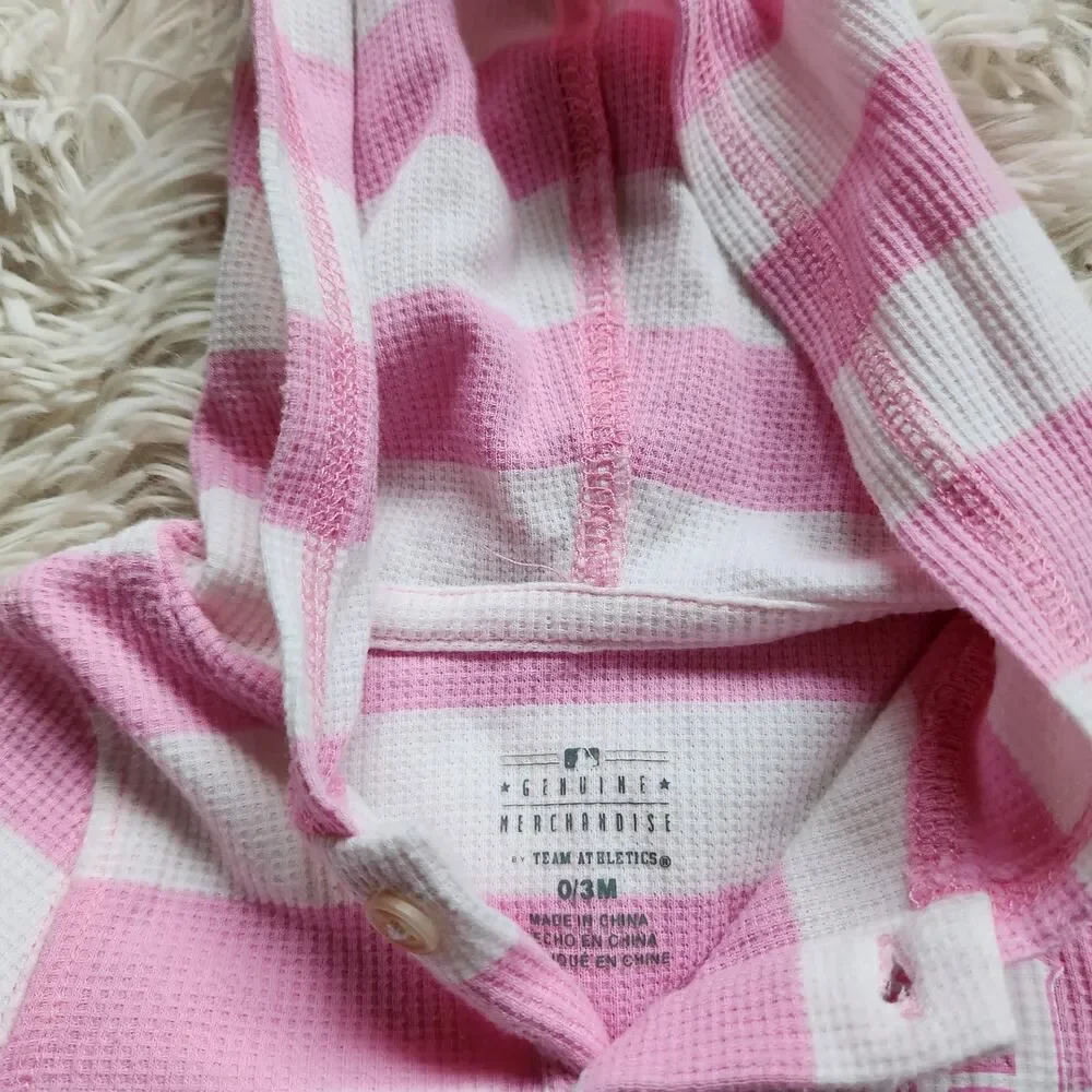 Genuine Merchandise Infant Baby Girl Hooded One Piece 0-3M Pink White Stripe